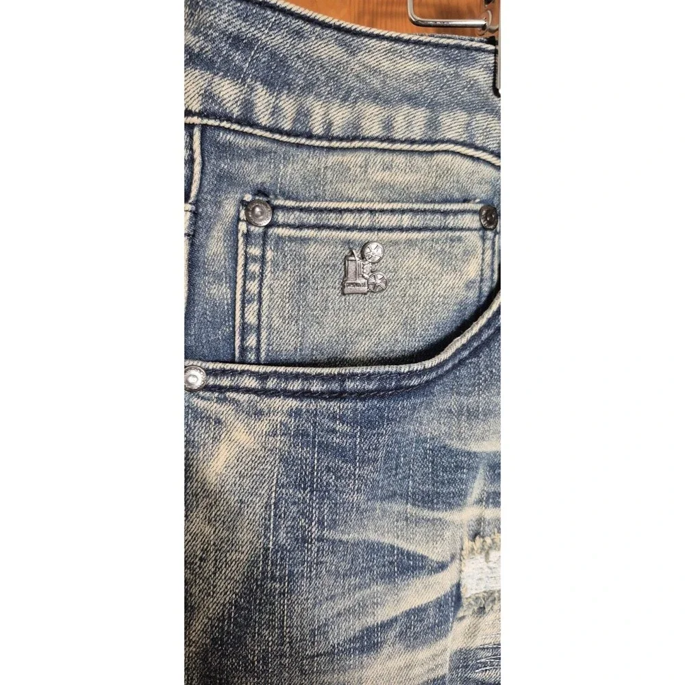 Grindhouse Denim Mens 40x32 Distressed Blue Jeans Stretchy Ripped High Rise NWT - Picture 8 of 12